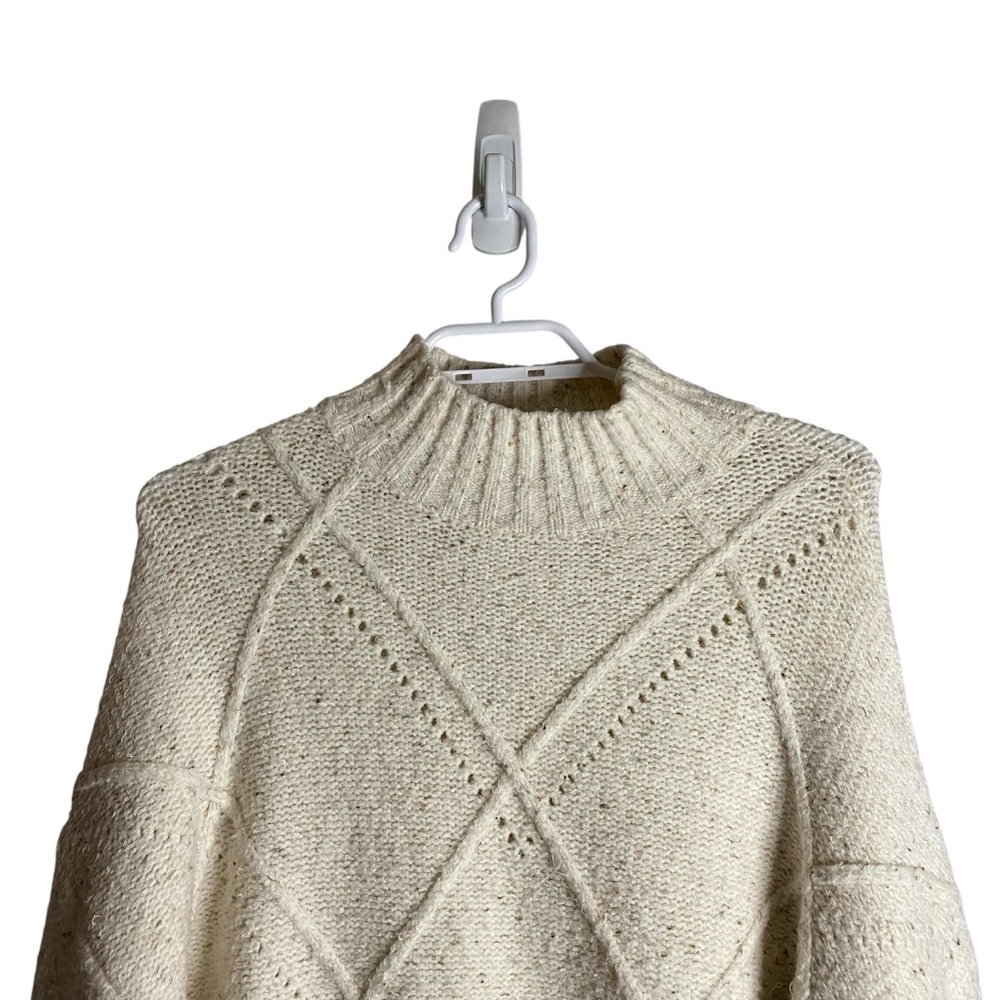 APRICOT Women's Cream Patterned Turtleneck Cozy Knit Sweater - Picture 2 of 9